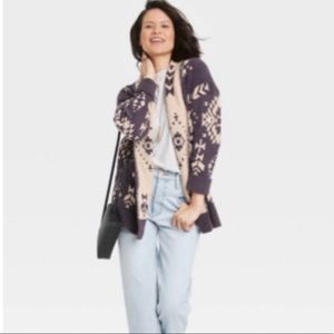 LARGE Knox Rose Geometric Print Cardigan in Coal